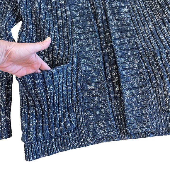 Free People Chunky/heavy knit Textured Blue Cardigan w/ Pockets Sz S - Picture 5 of 8